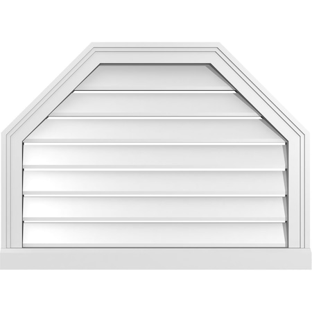 Octagonal Top Surface Mount PVC Gable Vent W/ 2W X 2P Brickmould Sill Frame, 30W X 22H